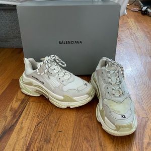 White Balenciaga Triple S Sneakers